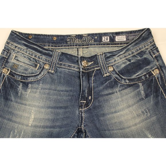 Miss Me Womens Mid Rise Easy Bermuda Embellished Shorts Size 28 JP5091BM - Picture 6 of 9